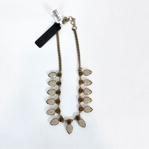 NWT J.Crew Statement Necklace Gold Rhinestone Taupe Stones W/Gold Chain